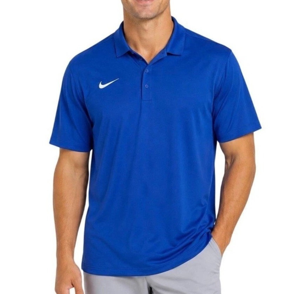 NWOT Nike Polo Shirt Men's XL Blue Polyester Dri-FIT Golf Short Sleeve Top